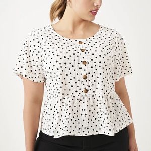 Belle by Belldini 3X- Judith Button-Front Peplum Top